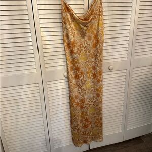 Dress Forum Floral Maxi Dress in Orange and Cream